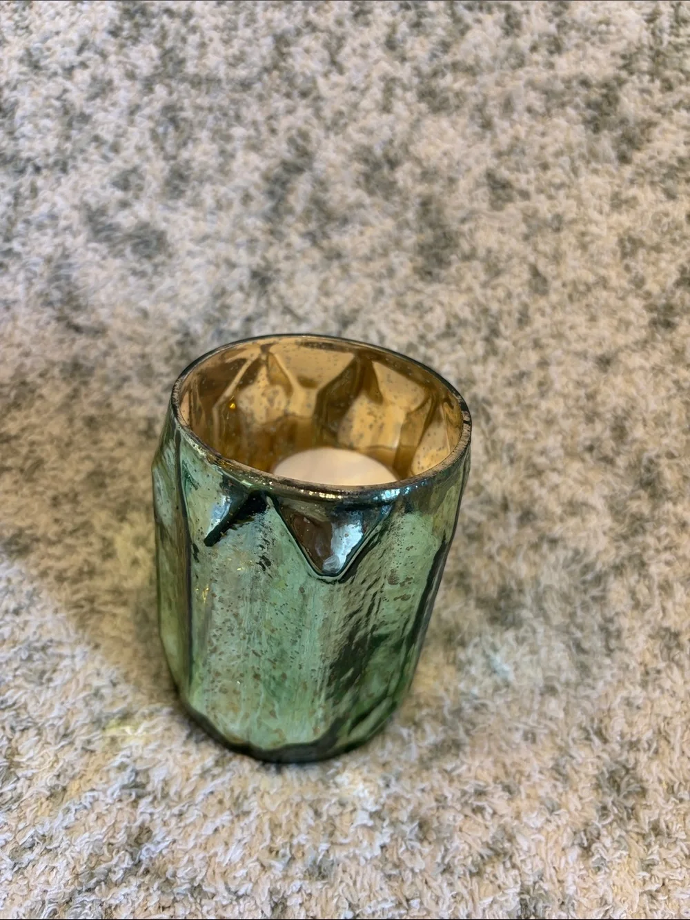 Decorative Sage Green Mercury Glass Votive Candle Holder NWT Pier One 3.75x3”